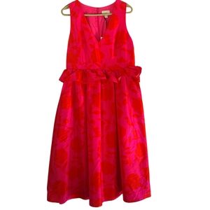kate spade Pink And Red Rose Pattern Womens Vneck Sleeveless Dress Size 14